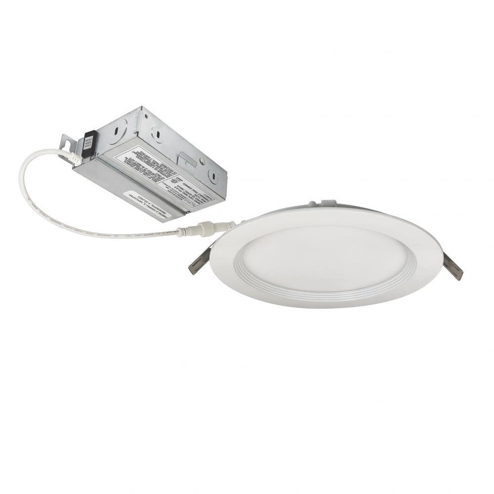 6" E-Series FLIN Round LED Downlight with Selectable CCT (27K/30K/35K), 1250lm / 13.5W, Matte