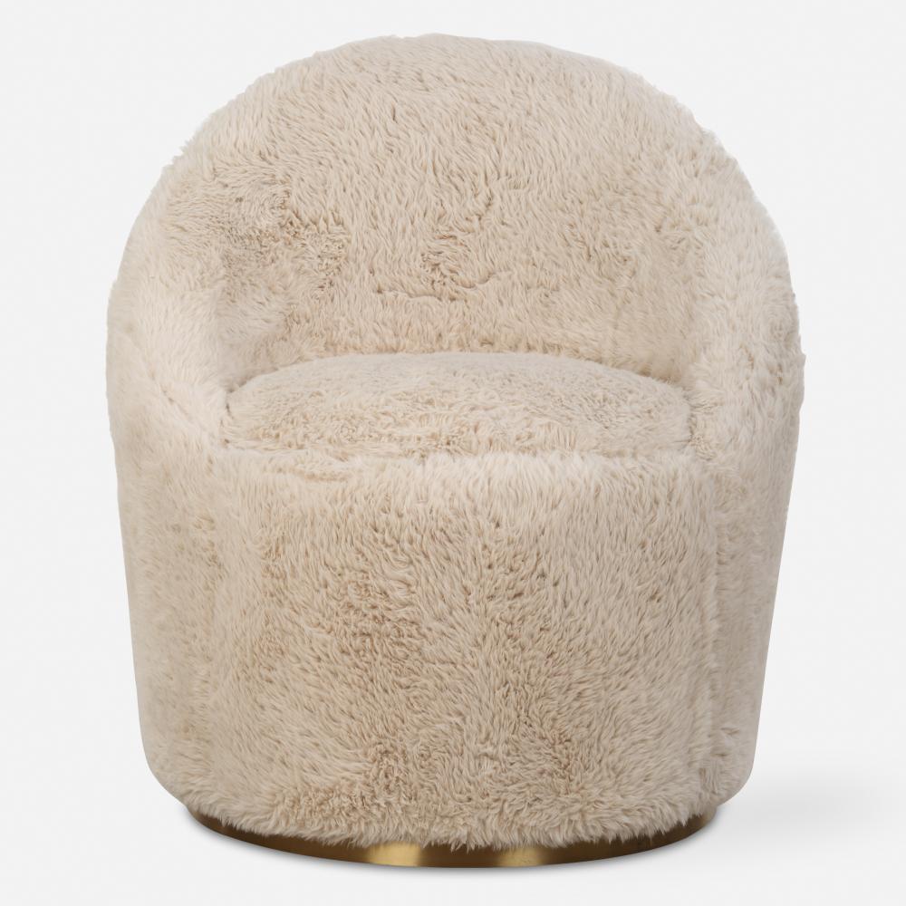 Uttermost Crue Swivel Chair, Sheepskin