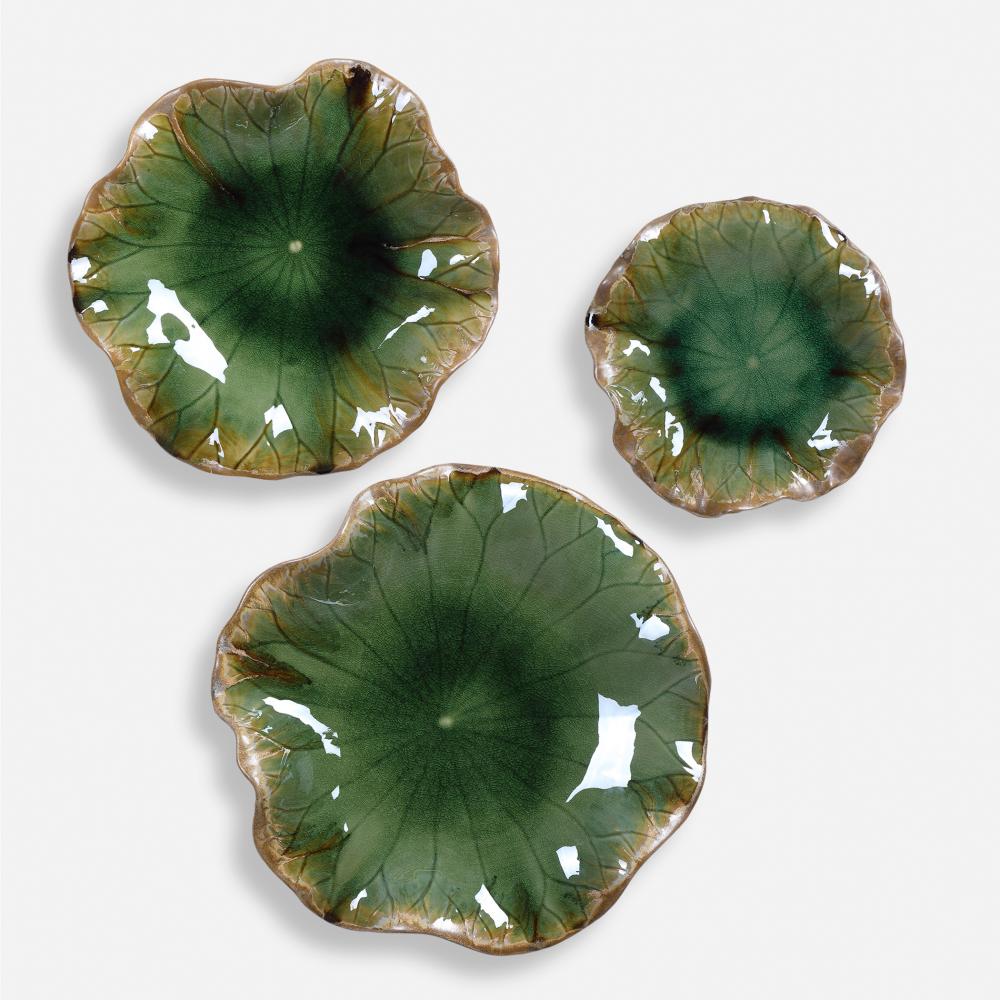 Uttermost Abella Ceramic Wall Decor, Green, S/3