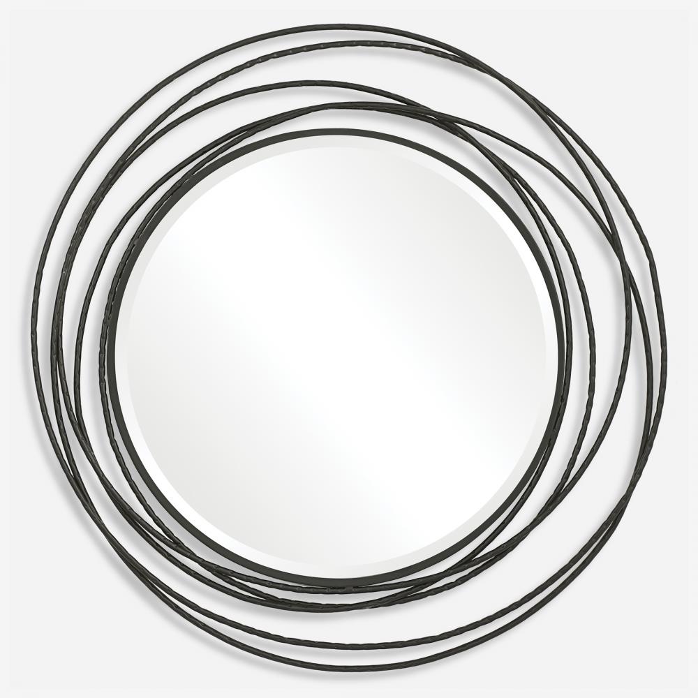 Uttermost Whirlwind Round Mirror, Black