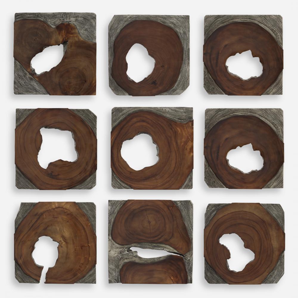 Uttermost Jungle Wood Wall Decor, S/9