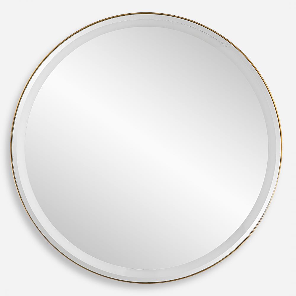 Uttermost Crofton Lighted Round Mirror, Brass