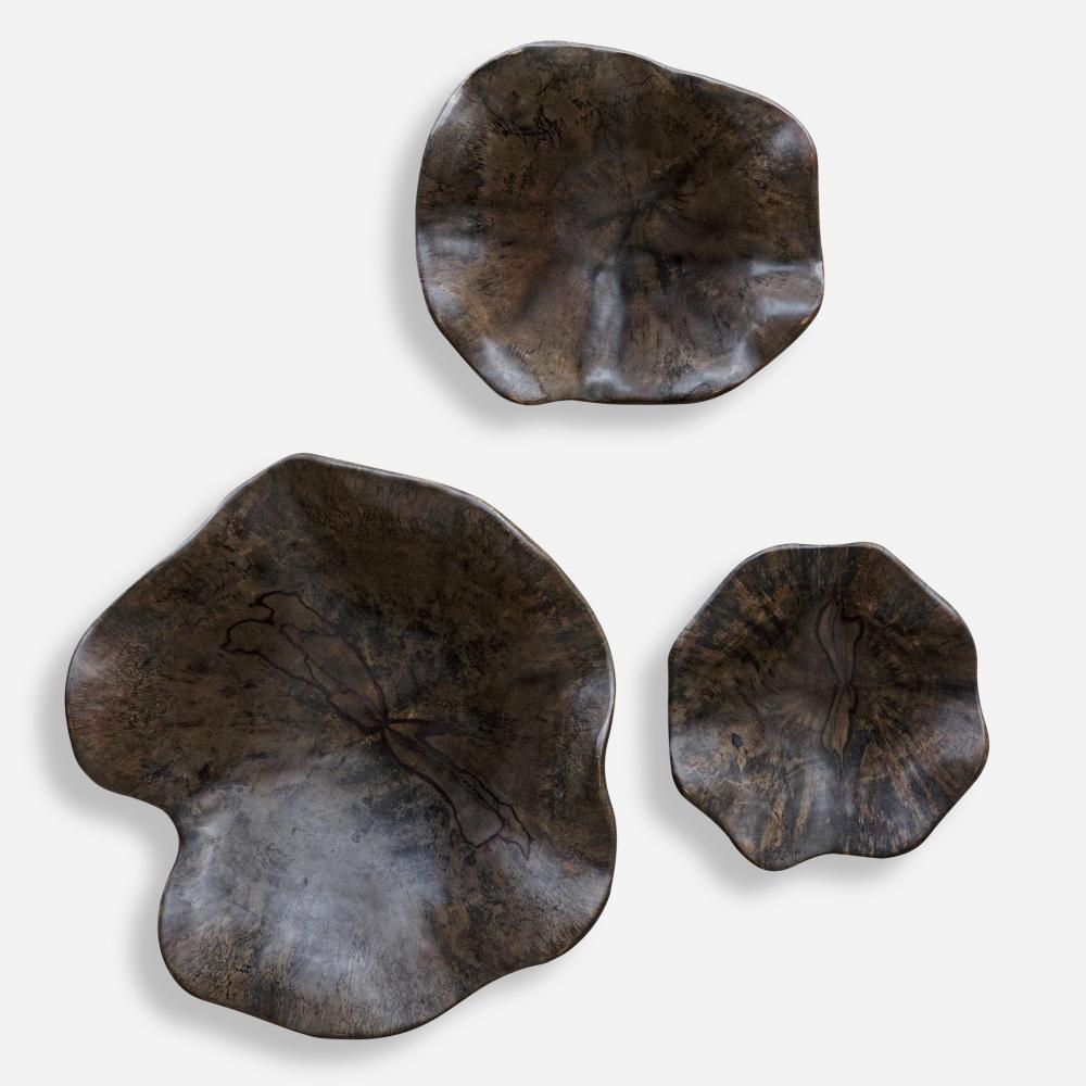 Uttermost Teo Wood Wall Decor, Mocha,  S/3