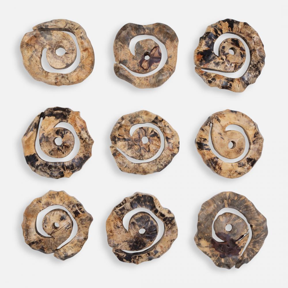 Uttermost Corkscrew Wood Wall Decor, S/9