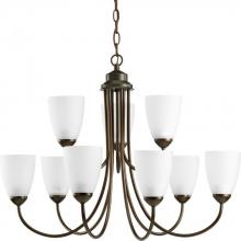 Progress P4627-20 - Gather Collection Nine-Light Antique Bronze Etched Glass Traditional Chandelier Light