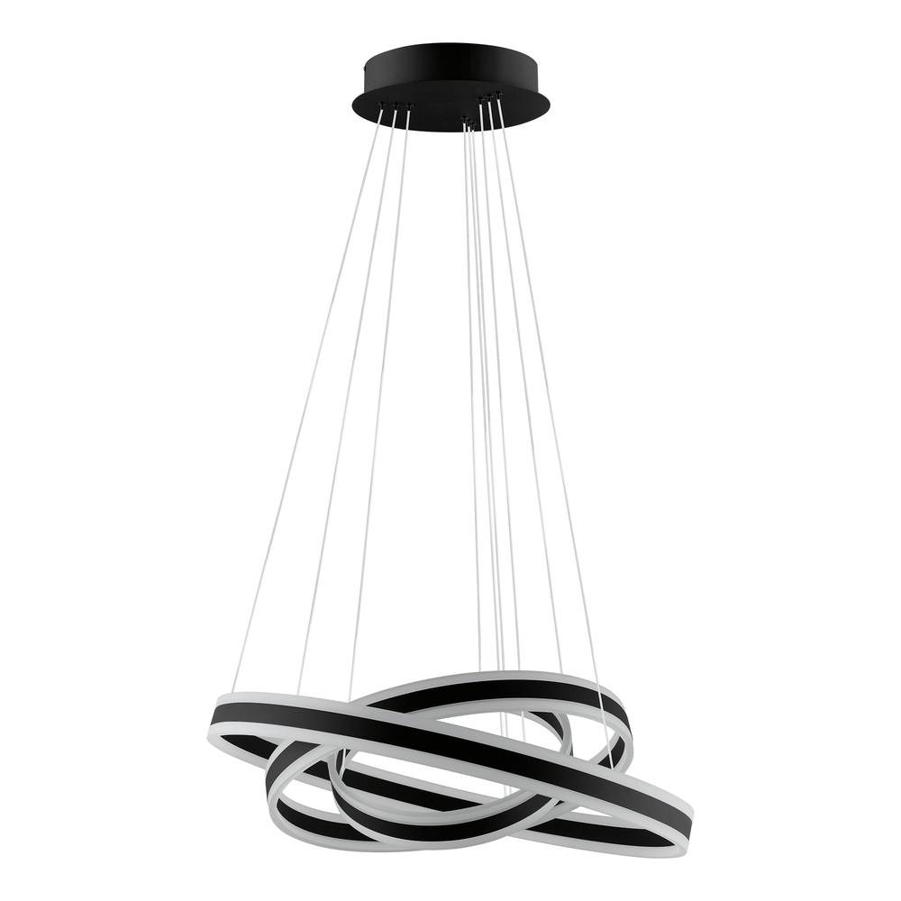 3 LT LED Circular Open Pendant w/ Black Finish & White Acrylic Diffuser