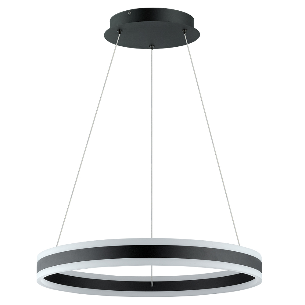 1 LT LED Circular Open Pendant w/ Black Finish & White Acrylic Diffuser