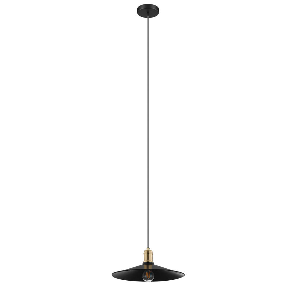 1 LT Pendant w/ Black Finish & Brushed Gold Accent.