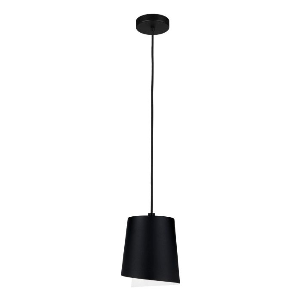 1 LT Mini Pendant w/ Black Finish & Black w/ White Interior Shade