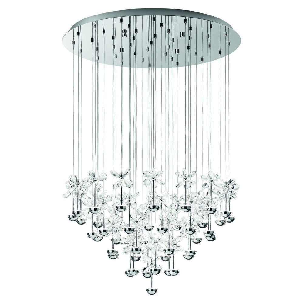 43 LT LED Cascade Pendant w/ Chrome Finish & Clear Glass Crystals