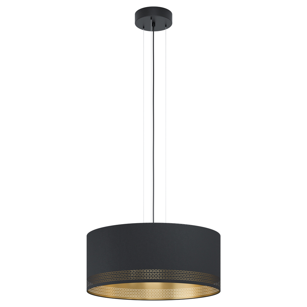 3 LT Pendant w/ a Black Finish & Black Exterior & Gold Interior Shade