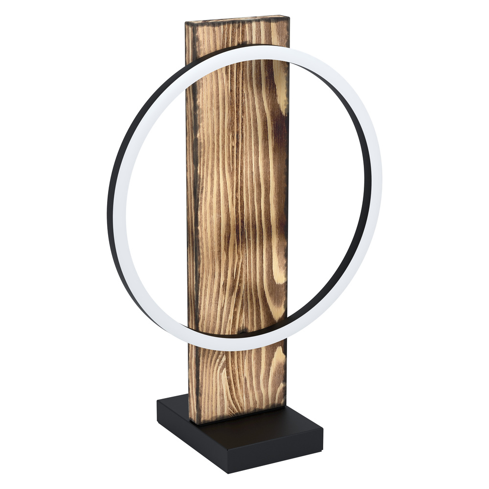 1 LT Integrated LED Table Lamp w/ Brushed Pine Wood finish & Black Shade