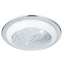 Eglo 202158A - LED Ceiling Light w/ Chrome Finish & White & Clear Glass Shade w/  Clear Glass Stones
