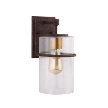 Eglo 204544A - 1 LT Outdoor Wall Light w/ Rust Color Finish w/ Gold accent & Clear Seeded Glass