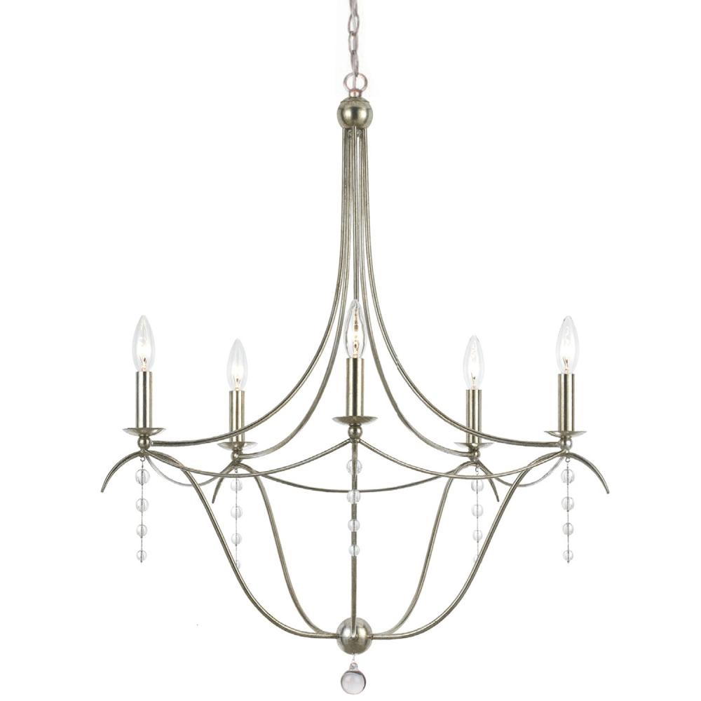 Metro 5 Light Crystal Antique Silver Chandelier