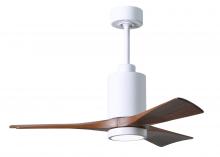 Matthews Fan Company PA3-WH-WA-42 - Patricia-3 three-blade ceiling fan in Gloss White finish with 42” solid walnut tone blades and d