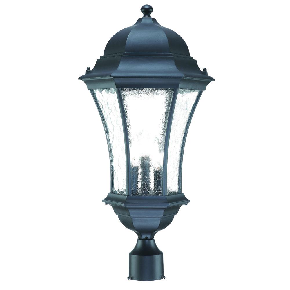 Waverly Collection Post-Mount 3-Light Outdoor Matte Black Light Fixture