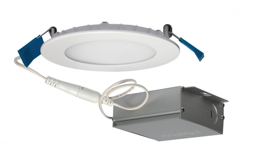10 watt LED Direct Wire Downlight; Edge-lit; 4 inch; 5000K; 120 volt; Dimmable; Round; Remote Driver