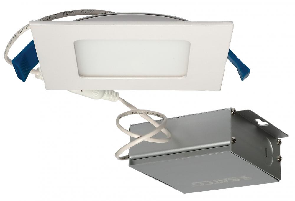 10 watt LED Direct Wire Downlight; Edge-lit; 4 inch; 5000K; 120 volt; Dimmable; Square; Remote