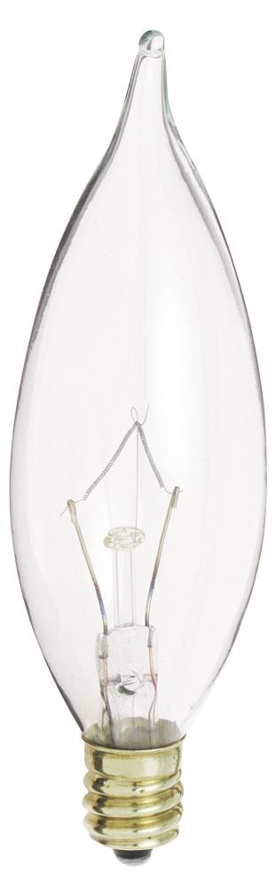 40 Watt CA9 1/2 Incandescent; Clear; 1500 Average rated hours; 370 Lumens; Candelabra base; 120 Volt
