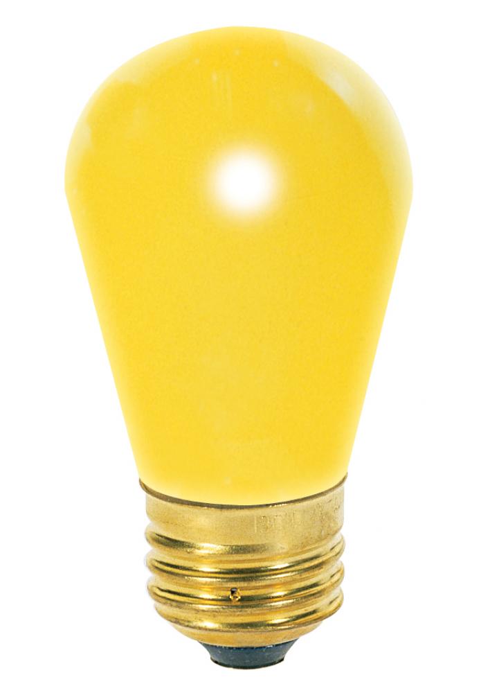 11 Watt S14 Incandescent; Ceramic Yellow; 2500 Average rated hours; Medium base; 130 Volt; Carded