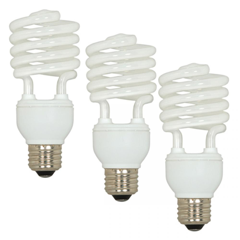 23 Watt; Mini Spiral Compact Fluorescent; 2700K; 82 CRI; Medium base; 120 Volt; 3-pack