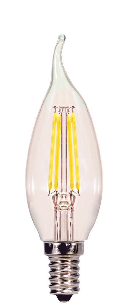 4 Watt CA11 LED; Clear; Candelabra base; 4000K; 350 Lumens; 120 Volt
