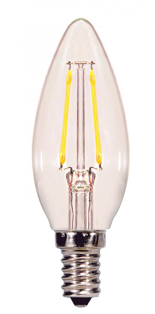 Discontinued - 2 Watt C11 LED; Clear; Candelabra base; 2700K; 190 Lumens; 120 Volt
