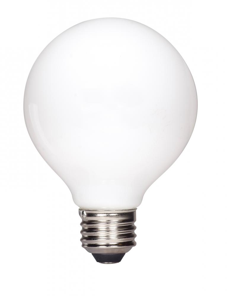 4.5 Watt G25 LED; Soft white finish; Medium base; 2700K; 350 Lumens; 120 Volt