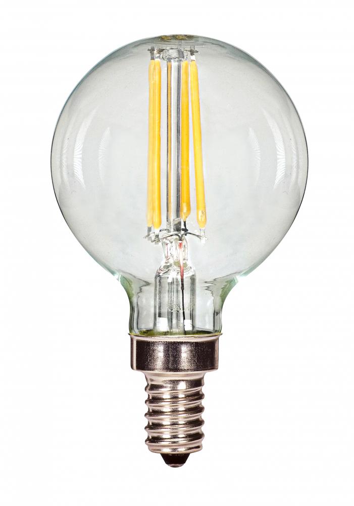 3.5 Watt G16.5 LED; Clear; Candelabra base; 2700K; 350 Lumens; 120 Volt