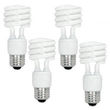 Satco Products Inc. S5547 - 13 Watt; Mini Spiral Compact Fluorescent; 2700K; 82 CRI; Medium base; 120 Volt; 4-pack