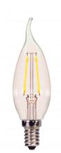 Satco Products Inc. S9821 - Discontinued - 2 Watt CA11 LED; Clear; Candelabra base; 2700K; 190 Lumens; 120 Volt