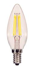 Satco Products Inc. S9877 - 4 Watt B10 LED; Clear; Candelabra base; 2700K; 300 Lumens; 120 Volt