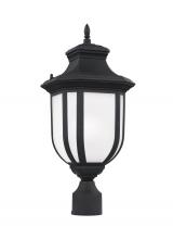 Generation Lighting 8236301EN3-12 - Childress traditional 1-light LED outdoor exterior post lantern in black finish with satin etched gl