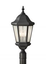 Generation Lighting OL5907BK - Martinsville traditional 3-light outdoor exterior post lantern in black finish with clear seeded gla