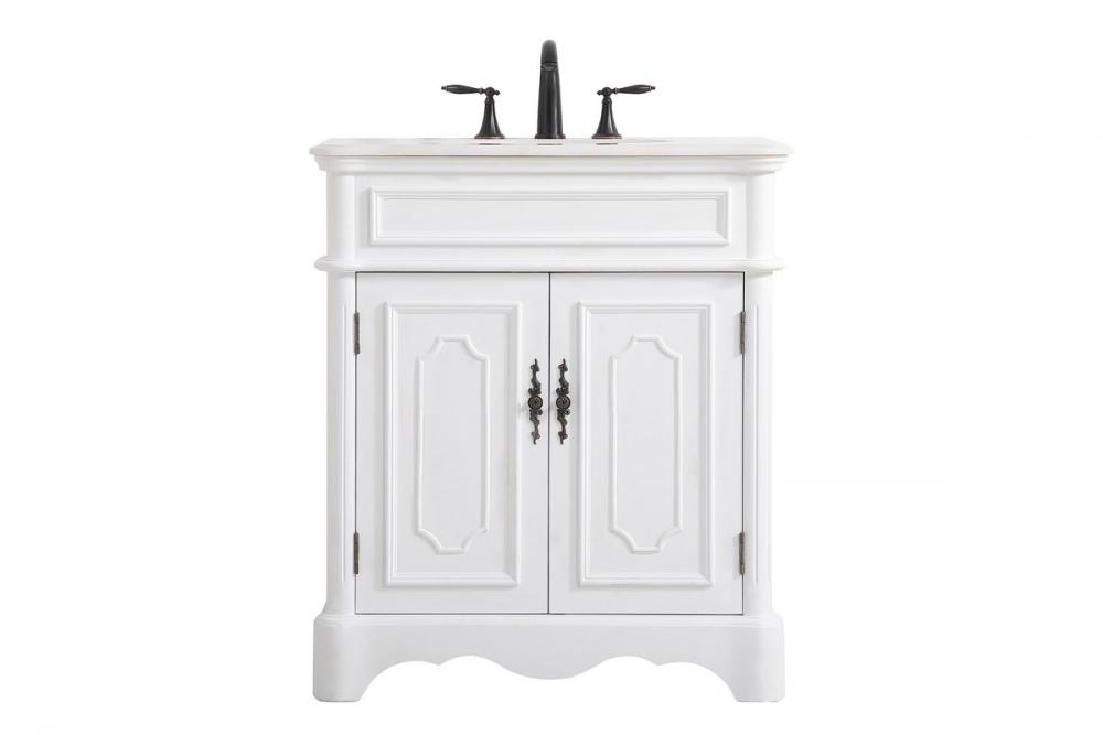 30 inch Single bathroom vanity in Antique White