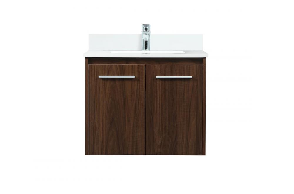 24 inch Single bathroom vanity in walnut with backsplash