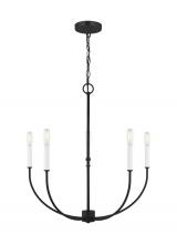 Visual Comfort & Co. Studio Collection 3167105EN-112 - Greenwich modern farmhouse 5-light LED indoor dimmable chandelier in midnight black finish