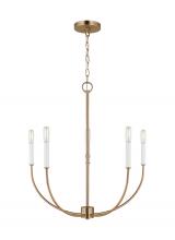 Visual Comfort & Co. Studio Collection 3167105EN-848 - Greenwich modern farmhouse 5-light LED indoor dimmable chandelier in satin brass gold finish