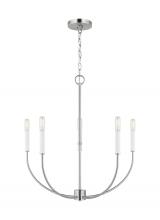 Visual Comfort & Co. Studio Collection 3167105EN-962 - Greenwich modern farmhouse 5-light LED indoor dimmable chandelier in brushed nickel silver finish