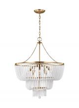Visual Comfort & Co. Studio Collection 3180706-848 - Jackie traditional 6-light indoor dimmable ceiling chandelier pendant light in satin brass gold fini
