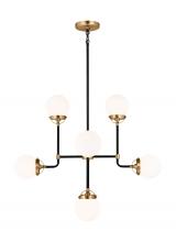 Visual Comfort & Co. Studio Collection 3187908-848 - Cafe mid-century modern 8-light indoor dimmable ceiling chandelier pendant light in satin brass gold