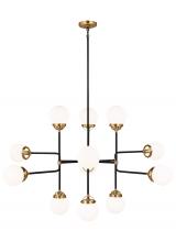Visual Comfort & Co. Studio Collection 3187912-848 - Cafe mid-century modern 12-light indoor dimmable ceiling chandelier pendant light in satin brass gol