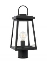 Visual Comfort & Co. Studio Collection 8248401-12 - Founders modern 1-light outdoor exterior post lantern in black finish with clear glass panels and sm