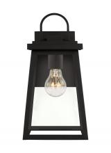Visual Comfort & Co. Studio Collection 8648401-12 - Founders modern 1-light outdoor exterior medium wall lantern sconce in black finish with clear glass